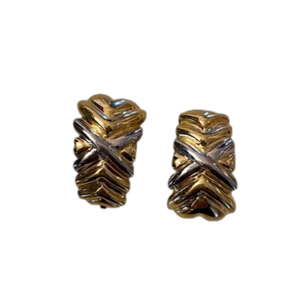 Vintage BUTLER gold and silver toned signed clip on earrings